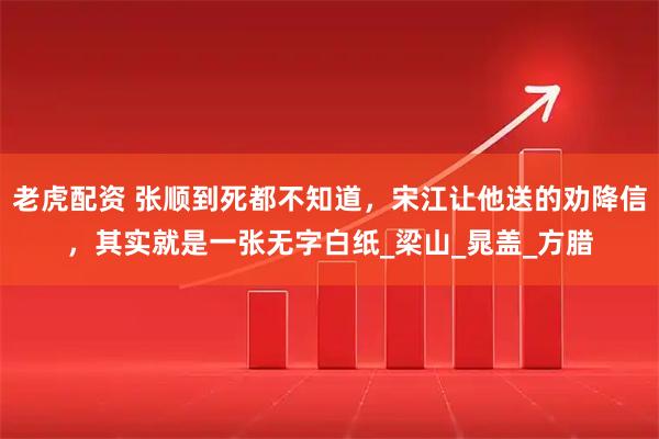老虎配资 张顺到死都不知道，宋江让他送的劝降信，其实就是一张无字白纸_梁山_晁盖_方腊